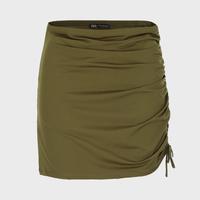 女士弹力抽褶设计显瘦休闲半截裙