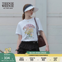 TEENIE WEENIE 小熊女装2024夏装宽松休闲慵懒风圆领T恤套头衫 白色 165/M