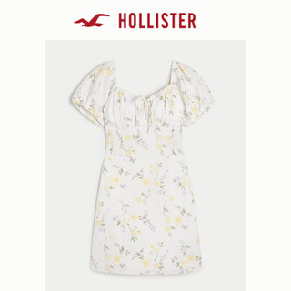 HOLLISTER24春夏辣妹露背泡泡袖短款A字连衣裙 女 357893-1 白色碎花 M (165/92A)