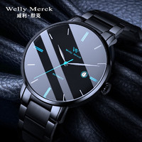 welly merck 男士自动机械表 WM-021M （黑蓝）