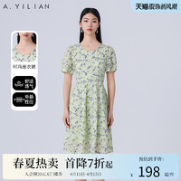 ayilian 阿依莲 圆领温柔碎花连衣裙女2024夏季新款复古渡假收腰显瘦茶歇裙