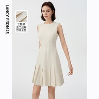 朗姿 三醋酸法式轻礼服白色休闲无袖连衣裙夏季新款气质裙子高级感