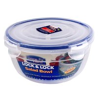 LOCK&LOCK 塑料保鲜盒上班族微波炉带饭盒密封便当餐盒水果盒冰箱储物盒食品收纳盒圆形 850ML