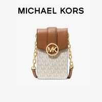 MICHAEL KORS 迈克·科尔斯 礼物送女友MK女包CARMEN链条斜挎包手机包 小号 香草白/橡果棕