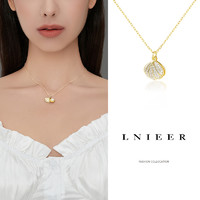 Lnieer 925纯银贝壳珍珠项链女锁骨链气质颈链轻奢吊坠小众设计感配饰品
