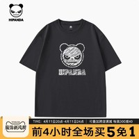 HIPANDA 你好熊猫 男生纯棉宽松短袖T恤2024夏季新款设计师潮牌短t