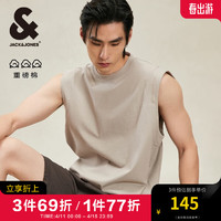 杰克琼斯 杰克·琼斯（JACK&JONES）男装重磅纯棉无袖T恤字母刺绣宽松健身教练马甲背心男夏季衣服 C02 伦雾灰 常规 C02 伦雾灰 185/104A/XL