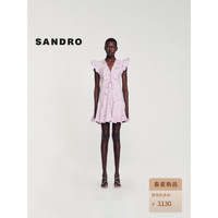 SANDRO2024春夏女装小飞袖紫色雏菊抽绳短款连衣裙SFPRO03654 I046/紫色 42