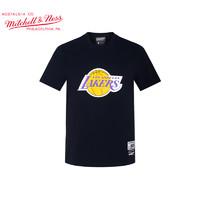 Mitchell&Ness MITCHELL & NESS短袖男 NBA联名T恤男魔术湖人勇士队 MN男女棉半袖男士运动T恤 湖人队黑色 L