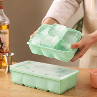KAWASIMAYA 川岛屋 大冰块模具大号食品级软硅胶冰格家用方冰制冰盒冻冰块神器 6格硅胶冰格(绿色)