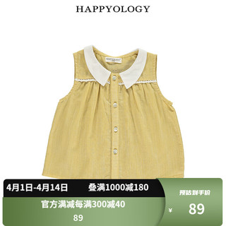 happyology英国婴幼童无袖花边纯色衬衫上衣薄款衬衣 超级柠檬 66cm