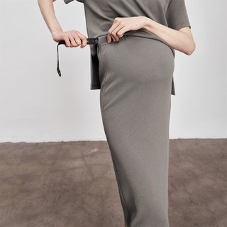 Sellynear套装时尚洋气时髦2024气质廓形感T恤半裙两件套 松烟咖 S