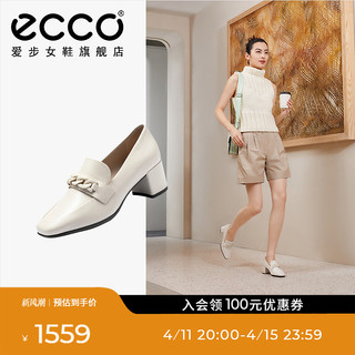 ecco 爱步 粗跟高跟鞋女鞋 新款真皮方头气质单鞋乐福鞋 型塑290913