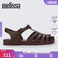 melissa 梅丽莎）时尚织女士简约通勤果冻罗马凉鞋32408 棕色 37