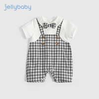 JELLYBABY 连体衣婴儿夏季幼儿假两件爬服新生夏装哈衣帅气宝宝礼服