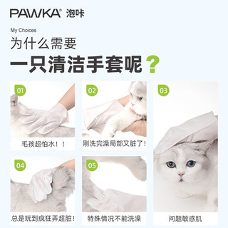 泡咔（PAWKA）宠物免洗手套除臭去味洗澡眼部清洁宠物用品干洗猫犬通用 免洗手套 6枚/包