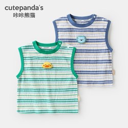 cutepanda's 咔咔熊猫 婴儿衣服休闲条纹背心无袖T恤夏装男童儿童女童宝宝上衣