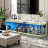 创海现代简约超白玻璃方形电视柜鱼缸客厅中大型家用懒人免换水水族箱 金拉丝 长120*宽40*高60cm