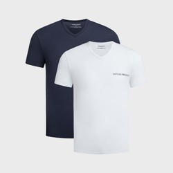 EMPORIO ARMANI 阿玛尼 2024年春夏新品 阿玛尼男式简约logo针织T恤（两件装）