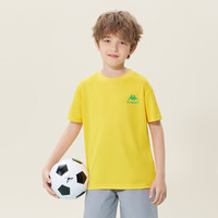 Kappa Kids卡帕中大童男女童舒适透气元气夏季短袖 黄色   130