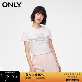 ONLY2024春季时尚简约休闲字母短袖短款T恤女124101068 A43 奶油白色 175/92A/XL