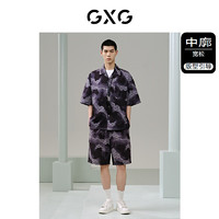 GXG男装 深咖色迷彩印花短袖衬衫24年夏季G24X232025 深咖色 180/XL