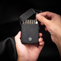 一皮(ONE LEATHER) 烟盒真皮烟套牛皮烟盒20支装便携男士软包烟皮套个性 经典黑 20支