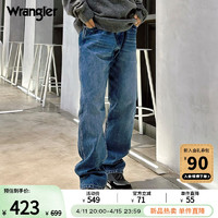 Wrangler 威格 24春夏新款中蓝色880Frontier男复古宽松直筒牛仔裤