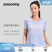 Saucony索康尼官方正品女子开叉透气跑步运动短袖T恤舒适透气