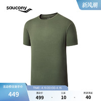 Saucony索康尼2024新款男子短袖T恤透气舒适纯色运动休闲跑步通勤