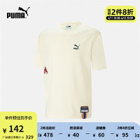 PUMA 彪马 官方 新款夏季男女同款休闲圆领短袖T恤 TEAM BADGE 677382 米白色-65 M(175/96A)