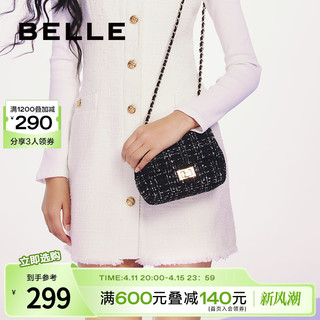 BeLLE 百丽 包包女2023高级感小香风链条包单肩包斜挎包小方包X6717BX3