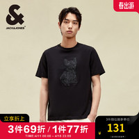 杰克琼斯 杰克·琼斯（JACK&JONES）法斗犬短袖T恤男装224101127 黑色E40 常规 黑色E40 180/100A/L