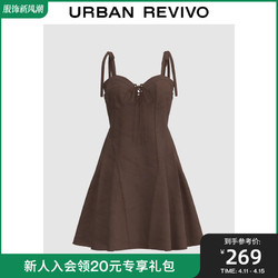 UR 预售UR2024夏季新款女装时尚复古辣妹风绑带短款连衣裙UWL740038