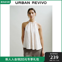 URBAN REVIVO UR2024夏季新款女装时髦甜美气质肌理感挂脖吊带衫UWH240041
