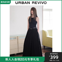 UR 2024夏季女装时髦高街拼接腰带设计感A型连衣裙UWJ740011