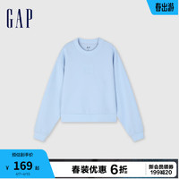 Gap 盖璞 女装春季2024LOGO基础款纯色Scuba卫衣时尚圆领上衣874152 天蓝色 165/84A(M)亚洲尺码