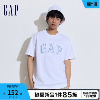 Gap 盖璞 男女装2024夏季纯棉字母logo圆领短袖T恤百搭上衣892185 白色 185/108A(XXXL)亚洲尺码