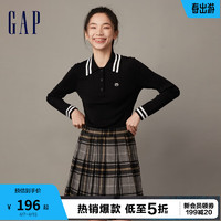 Gap 盖璞 女装冬季2023LOGO学院风POLO领针织衫836344宽松休闲毛衣 黑色 165/84A(M)亚洲尺码