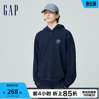 Gap 盖璞 男女装2024春季纯棉INDIGO复古水洗连帽卫衣上衣890971 深蓝色 180/100A(XL) 亚洲尺码