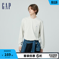 Gap 盖璞 男女装2024春季简约纯棉圆领长袖卫衣套头上衣876996 米白色 175/96A(L)亚洲尺码