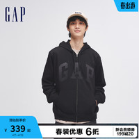 Gap 盖璞 男女装春季2024LOGO连帽法式圈织软卫衣885513外套 黑色 185/108A(XXXL)亚洲尺码