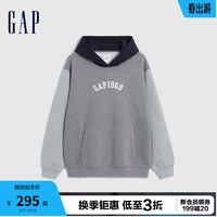 Gap 盖璞 男装冬季2023碳素软磨抓绒保暖卫衣841204宽松运动上衣 灰色 175/96A(L)亚洲尺码