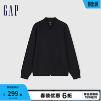 Gap 盖璞 男女同款2024春季基础款针织拉链夹克外套889284 炭黑色 180/100A(XL)亚洲尺码