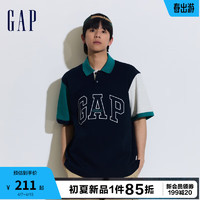 Gap 盖璞 男女装2024夏季字母logo撞色拼接polo领针织衫上衣890976 海军蓝 170/92A(M) 亚洲尺码