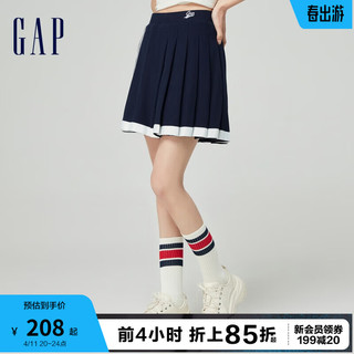 Gap 盖璞 女装2024春季运动针织不对称迷你百褶短裙活力半裙876133 海军蓝 170/70A(L)亚洲尺码