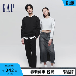 Gap 盖璞 男女装春季2024LOGO纯色基础款圆领卫衣891047套头上衣 黑色 170/92A(M)亚洲尺码