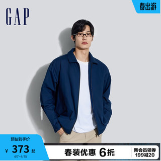 Gap 盖璞 男装2024春季拉链口袋翻领休闲夹克百搭高级感外套884844 海军蓝 165/88A(S)亚洲尺码