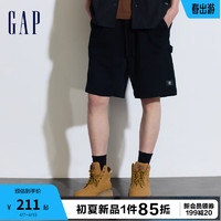 Gap 盖璞 男装2024夏季重磅针织松紧工装短裤简约百搭休闲裤884889 黑色 185/96A(XXXL)