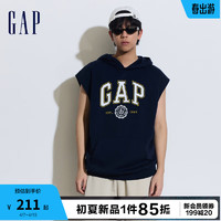 Gap 盖璞 男女装2024夏季logo无袖连帽卫衣宽松可叠穿上衣885520 海军蓝 170/92A(M)亚洲尺码